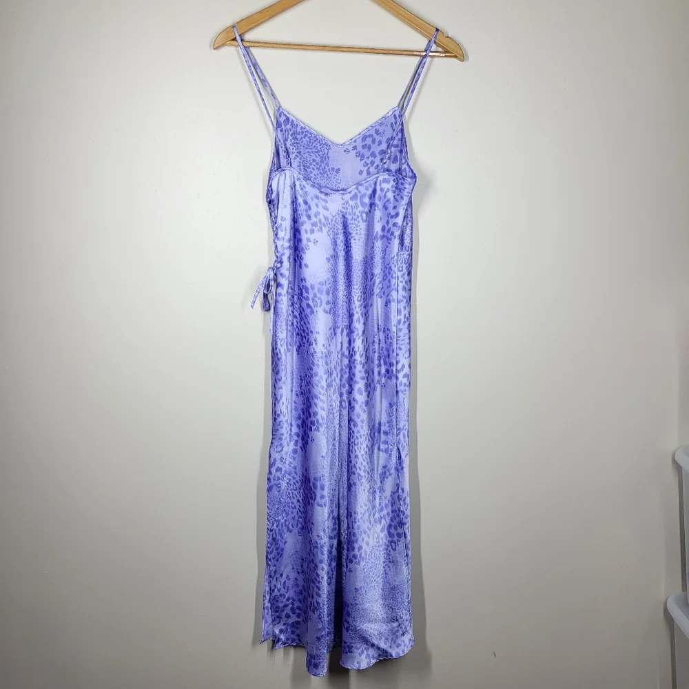 Vintage Y2K Secret Treasures Purple Leopard Snake Print Midi Slip Dress Small - Picture 5 of 11